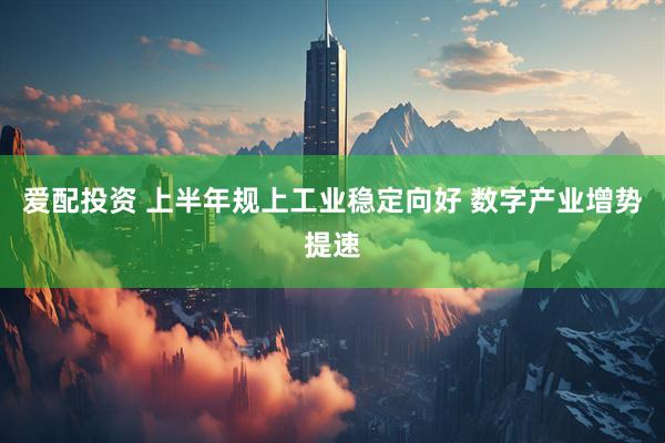 爱配投资 上半年规上工业稳定向好 数字产业增势提速